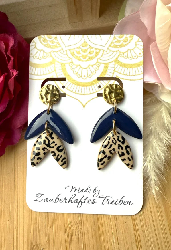 Handgemachte Statement-Ohrringe – Handgemachte Statement-Ohrringe – Blau & Leo