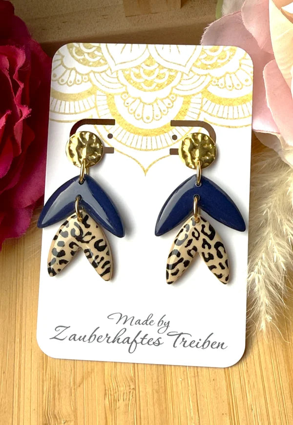 Handgemachte Statement-Ohrringe – Handgemachte Statement-Ohrringe – Blau & Leo