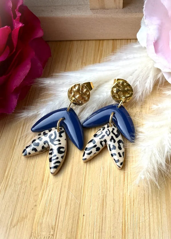 Handgemachte Statement-Ohrringe – Handgemachte Statement-Ohrringe – Blau & Leo