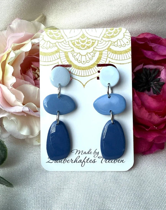 Handgemachte Polymer Clay Ohrringe in Blau – Edelstahl & Resinfinish