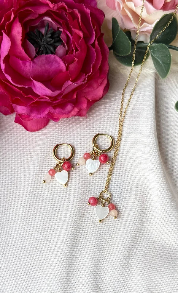 Herz Schmuckset "pink Rosi" aus goldenem Edelstahl – zart, romantisch & zeitlos