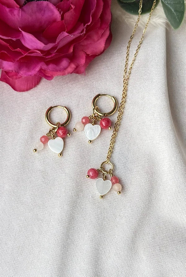 Herz Schmuckset "pink Rosi" aus goldenem Edelstahl – zart, romantisch & zeitlos