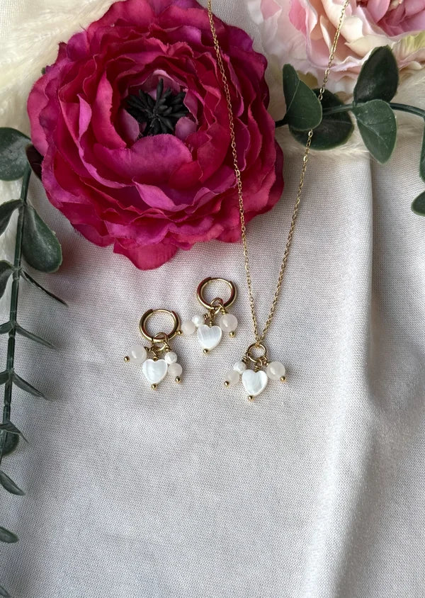Herz Schmuckset "creme Rosi" aus goldenem Edelstahl – zart, romantisch & zeitlos