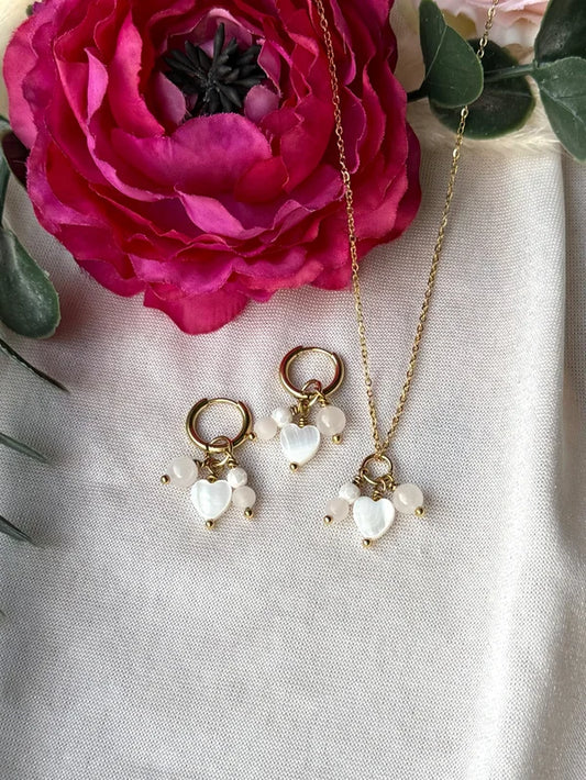 Herz Schmuckset "creme Rosi" aus goldenem Edelstahl – zart, romantisch & zeitlos