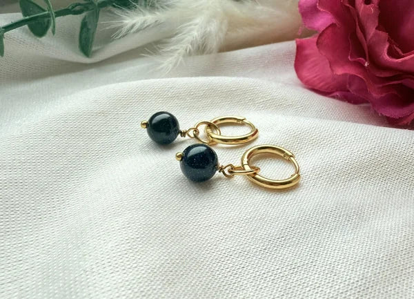 Edelstahl-Ohrringe mit Blaufluss gold