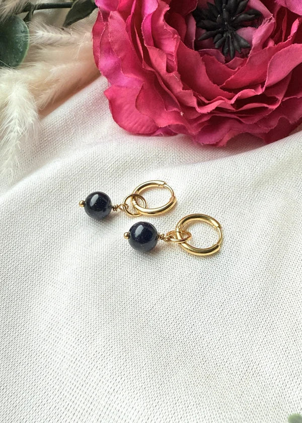 Edelstahl-Ohrringe mit Blaufluss gold