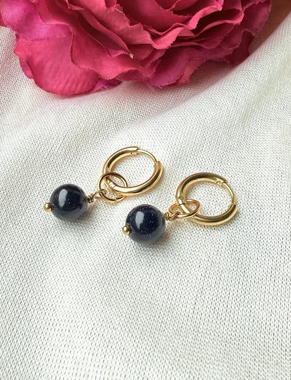Edelstahl-Ohrringe mit Blaufluss gold