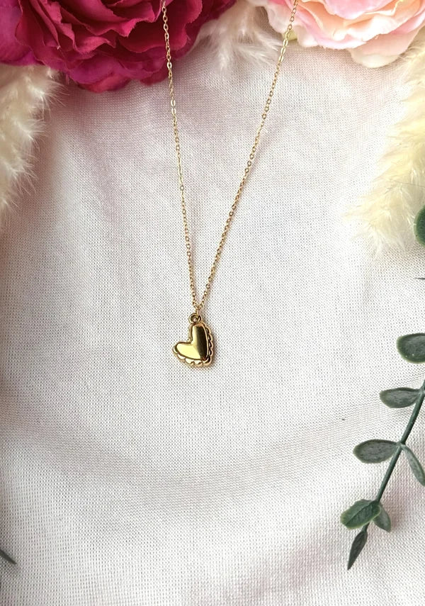 Edelstahlkette mit Herzanhänger gold
