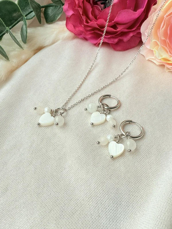 Herz Schmuckset "creme Rosi" aus Edelstahl – zart, romantisch & zeitlos