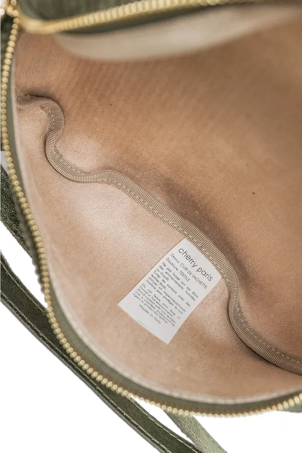 Gürteltasche aus Samtstoff olivgrün — Khaki