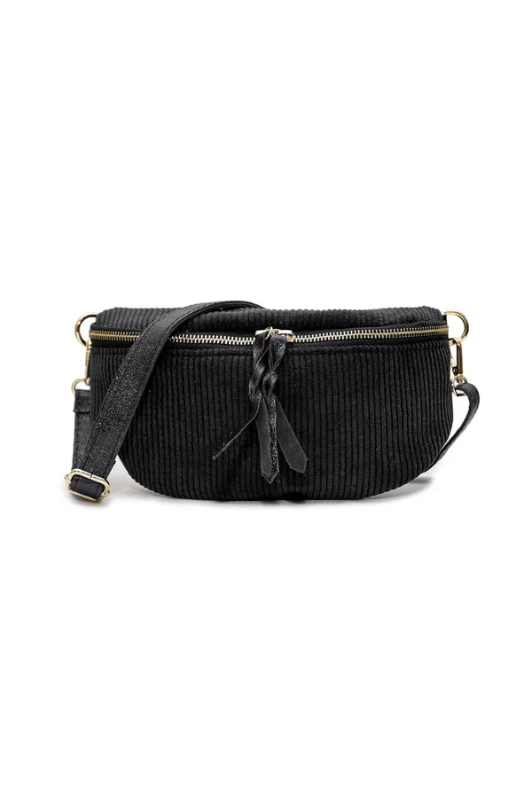 Gürteltasche aus Samtstoff schwarz