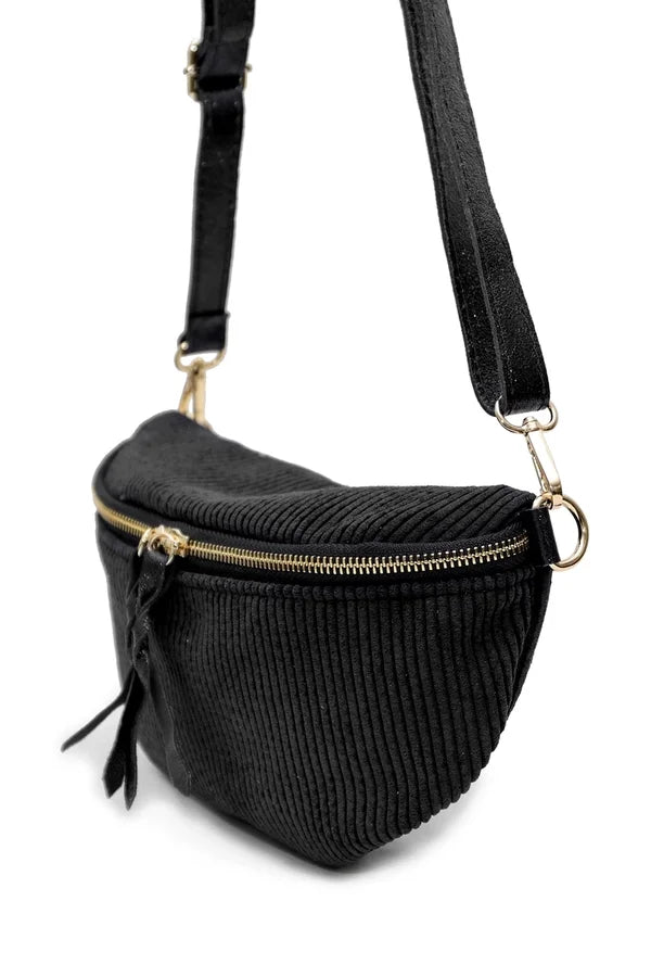 Gürteltasche aus Samtstoff schwarz
