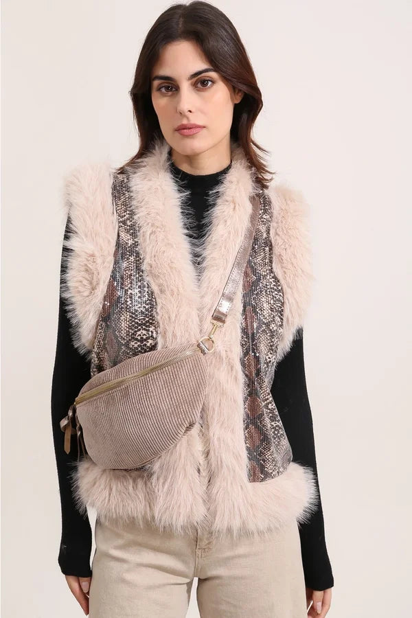 Gürteltasche aus Samtstoff Taube — Taupe