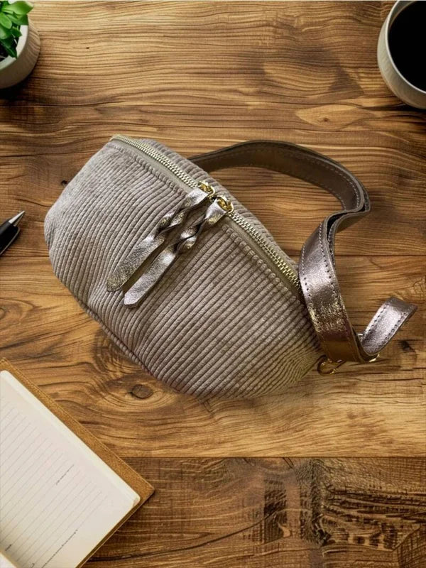Gürteltasche aus Samtstoff Taube — Taupe