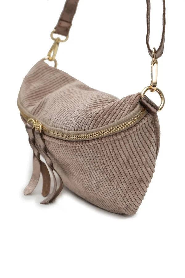 Gürteltasche aus Samtstoff Taube — Taupe