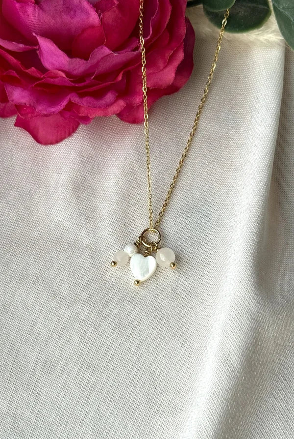 Herz Schmuckset "creme Rosi" aus goldenem Edelstahl – zart, romantisch & zeitlos